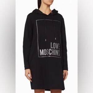 Love Moschino Black Logo Box Hoodie Dress